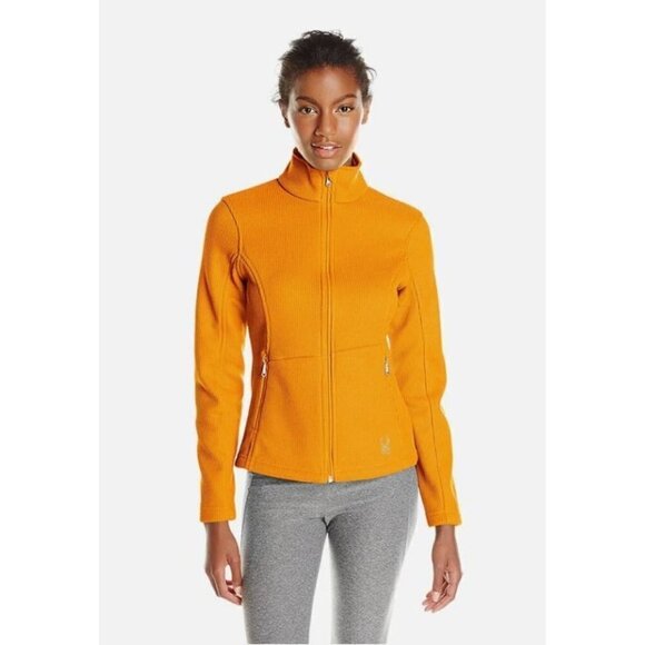 Spyder Endure Tangerine Bright Orange Sweater Fleece Lined Jacket L - Picture 1 of 6